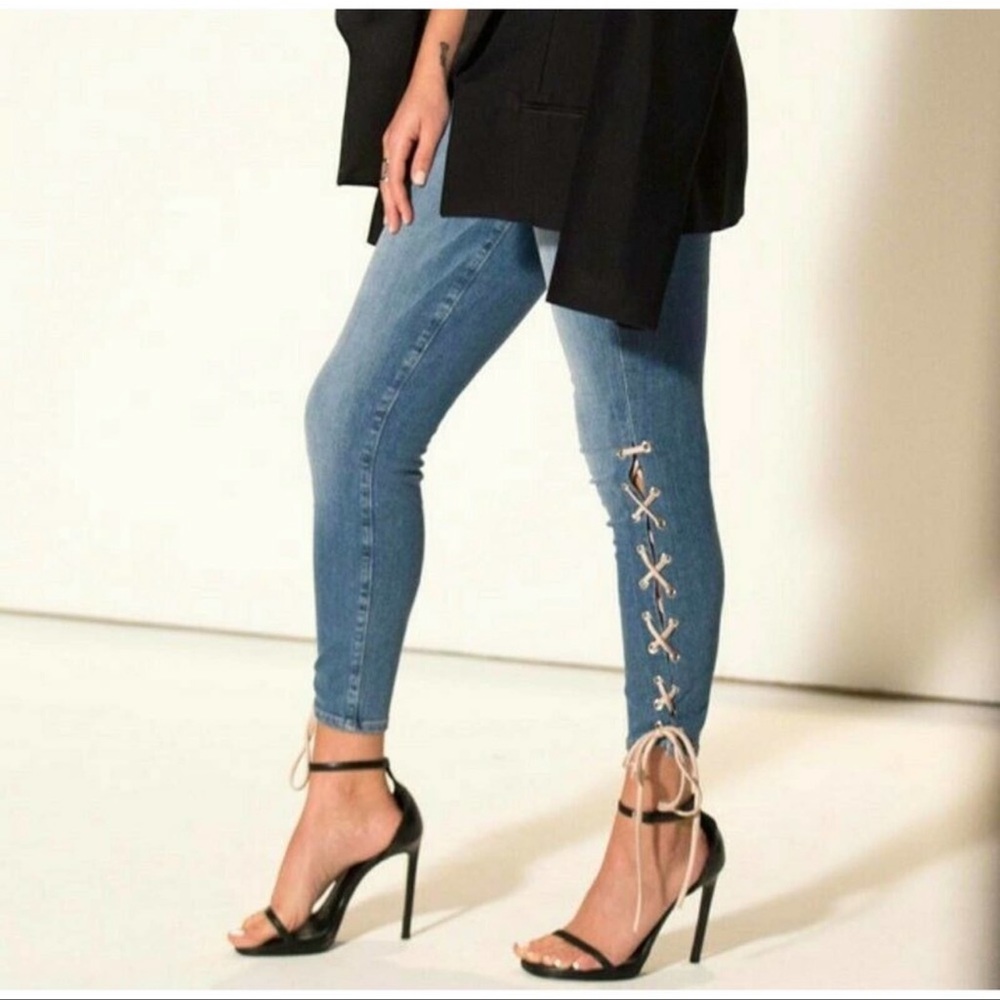 Good American Good Legs Lace Up Jeans Size 10/30